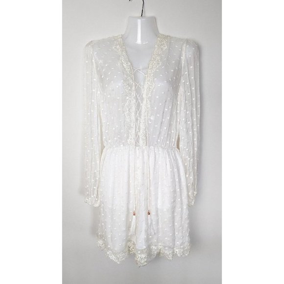 Zimmermann Oleander Lattice Playsuit Silk Size 1 / 10 - Picture 4 of 16